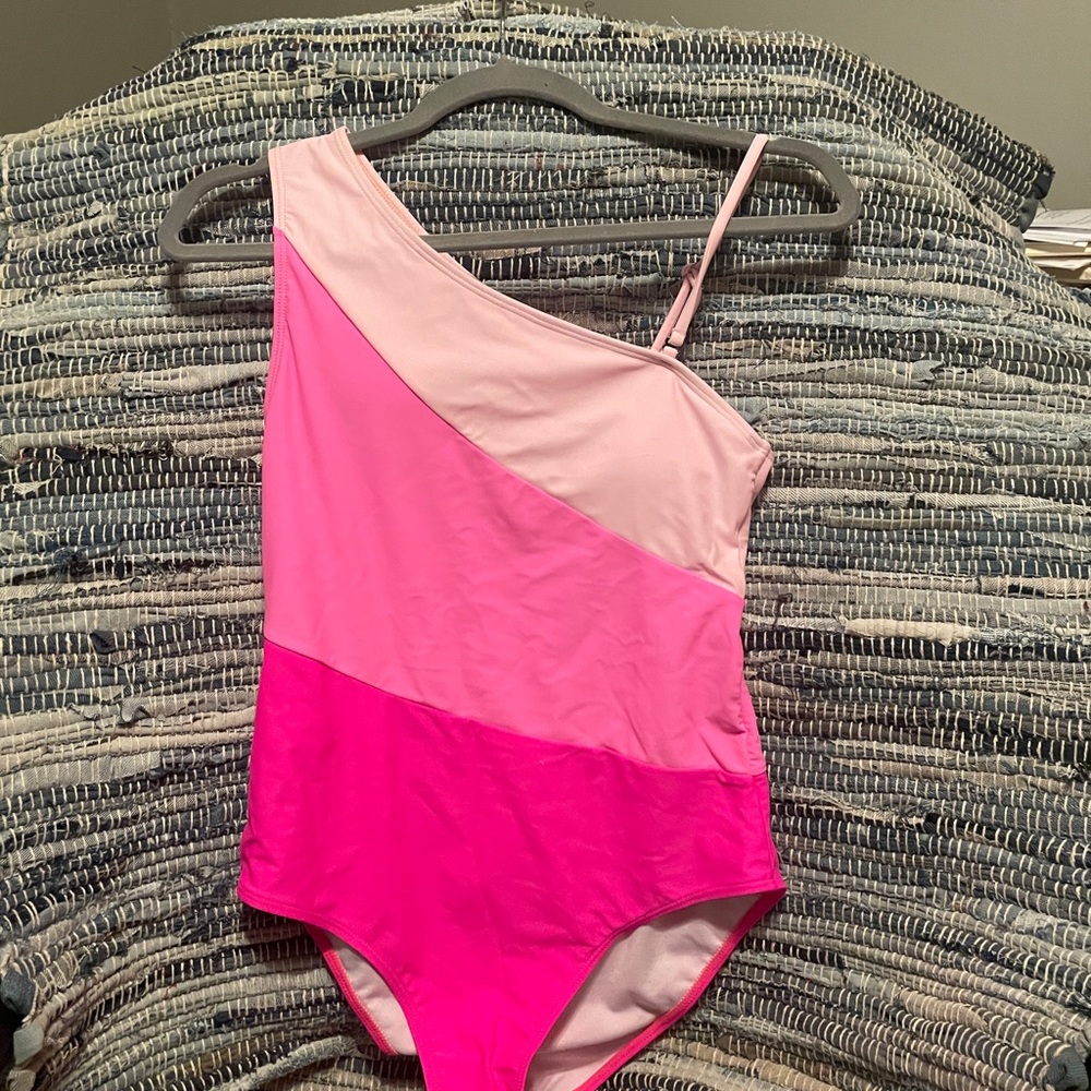 SHEIN Pink One Piece Swimsuit Asymmetrical Design